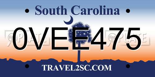 0VEE475 South Carolina License Plate