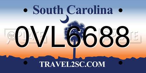 0VL6688 South Carolina License Plate