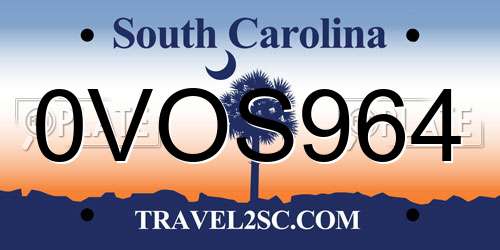 0VOS964 South Carolina License Plate