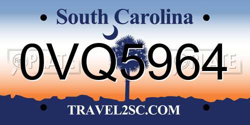 0VQ5964 South Carolina License Plate