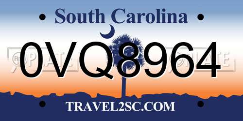 0VQ8964 South Carolina License Plate