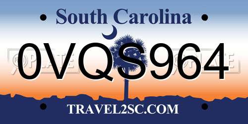0VQS964 South Carolina License Plate