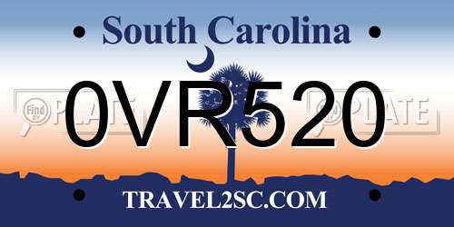 0VR520 South Carolina License Plate