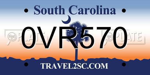 0VR570 South Carolina License Plate