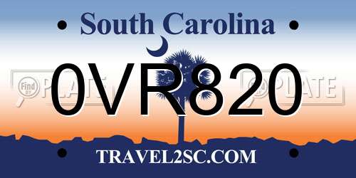 0VR820 South Carolina License Plate