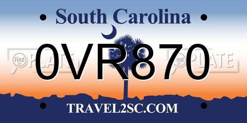 0VR870 South Carolina License Plate