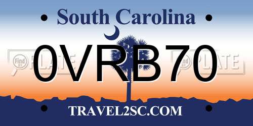 0VRB70 South Carolina License Plate