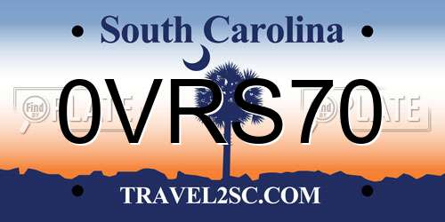 0VRS70 South Carolina License Plate