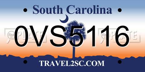 0VS5116 South Carolina License Plate