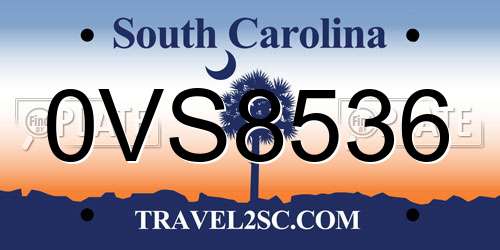 0VS8536 South Carolina License Plate