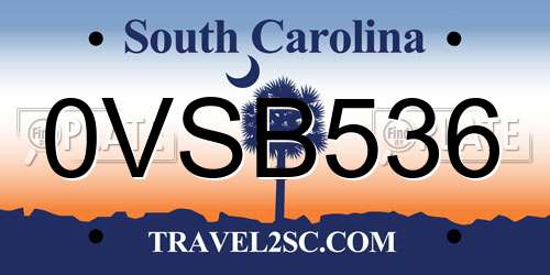 0VSB536 South Carolina License Plate