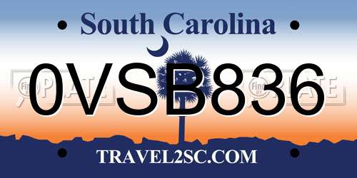 0VSB836 South Carolina License Plate