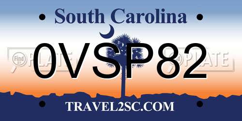 0VSP82 South Carolina License Plate