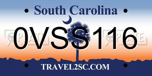 0VSS116 South Carolina License Plate