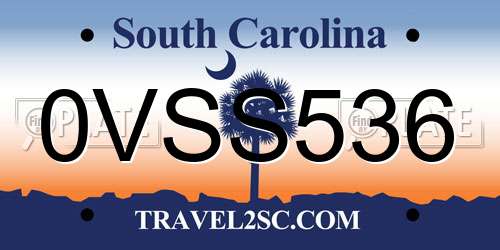 0VSS536 South Carolina License Plate