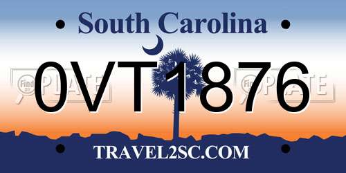 0VT1876 South Carolina License Plate