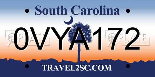 0VYA172 South Carolina License Plate