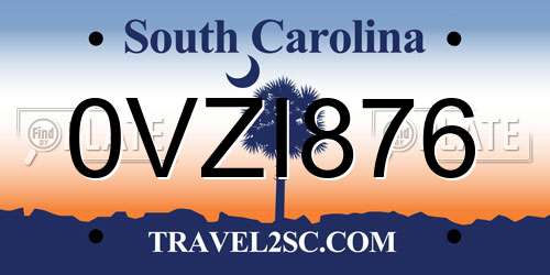 0VZI876 South Carolina License Plate