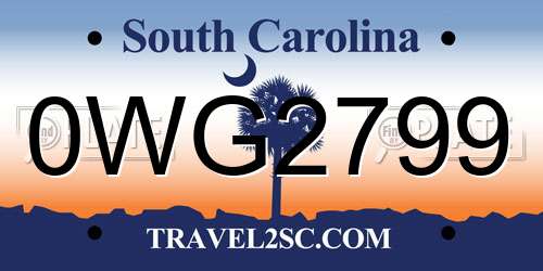 0WG2799 South Carolina License Plate