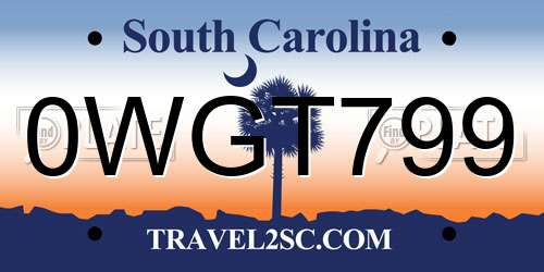0WGT799 South Carolina License Plate