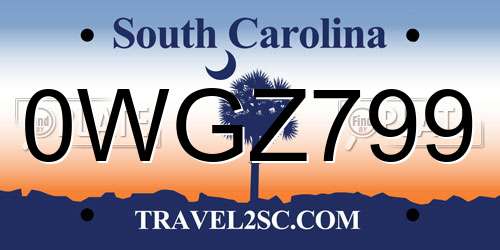0WGZ799 South Carolina License Plate