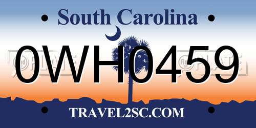 0WH0459 South Carolina License Plate