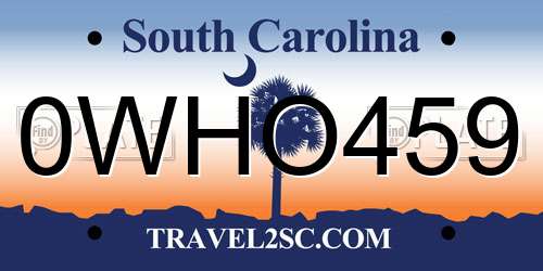 0WHO459 South Carolina License Plate