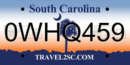 0WHQ459 South Carolina License Plate