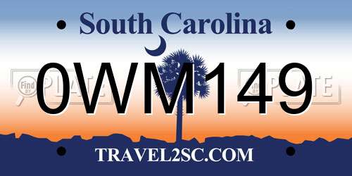0WM149 South Carolina License Plate