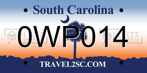 0WP014 South Carolina License Plate