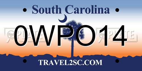 0WPO14 South Carolina License Plate