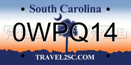 0WPQ14 South Carolina License Plate