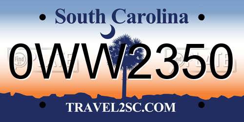 0WW2350 South Carolina License Plate