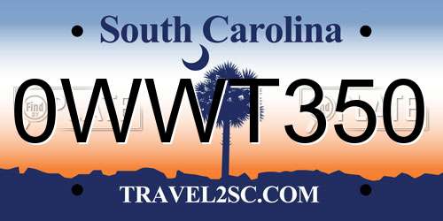 0WWT350 South Carolina License Plate