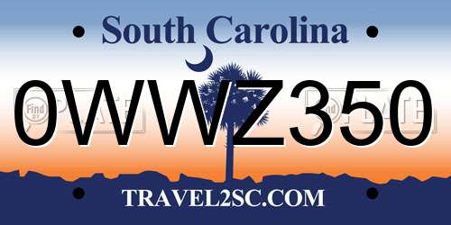 0WWZ350 South Carolina License Plate