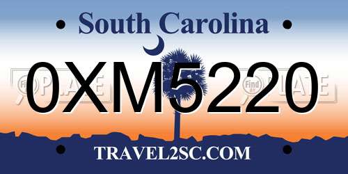 0XM5220 South Carolina License Plate