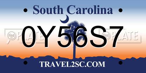 0Y56S7 South Carolina License Plate