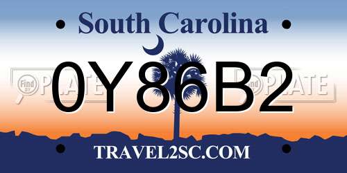 0Y86B2 South Carolina License Plate