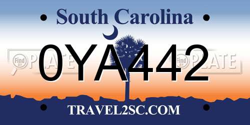 0YA442 South Carolina License Plate