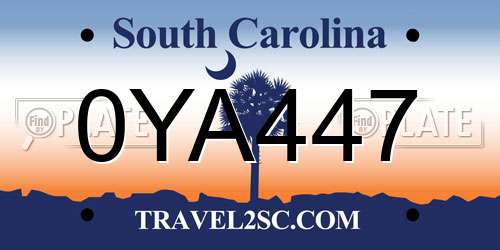 0YA447 South Carolina License Plate