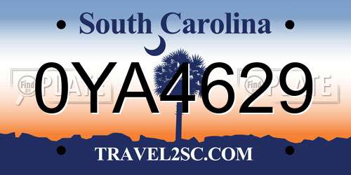 0YA4629 South Carolina License Plate