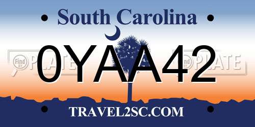 0YAA42 South Carolina License Plate