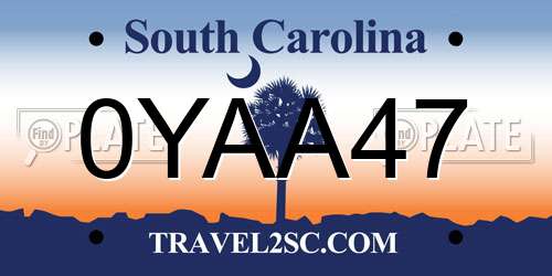 0YAA47 South Carolina License Plate