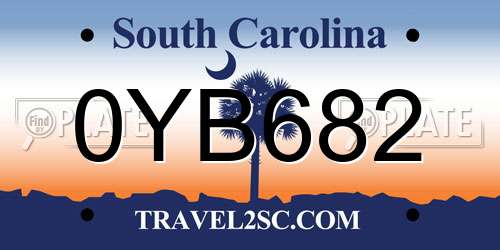 0YB682 South Carolina License Plate