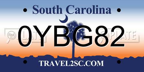 0YBG82 South Carolina License Plate