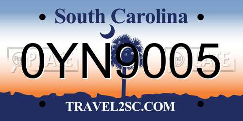 0YN9005 South Carolina License Plate