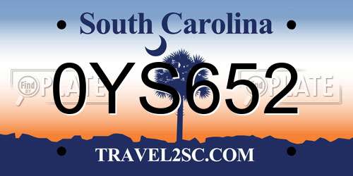0YS652 South Carolina License Plate
