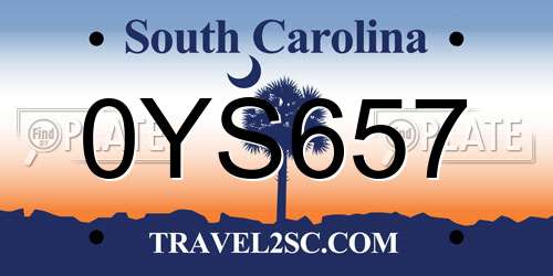 0YS657 South Carolina License Plate