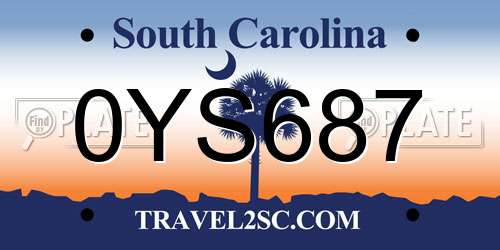 0YS687 South Carolina License Plate