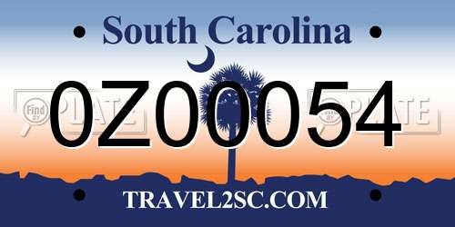 0Z00054 South Carolina License Plate